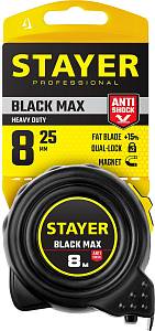 STAYER BlackMax, 8 м х 25 мм, рулетка с двумя фиксаторами, Professional (3410-08)