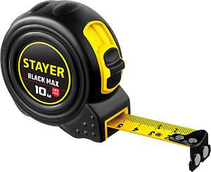 STAYER BlackMax, 10 м х 25 мм, рулетка с двумя фиксаторами, Professional (3410-010)