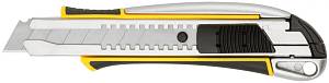 Нож технический 18 мм усиленный прорезиненный, 2-х сторонняя автофиксация, металл. корпус, Профи FIT